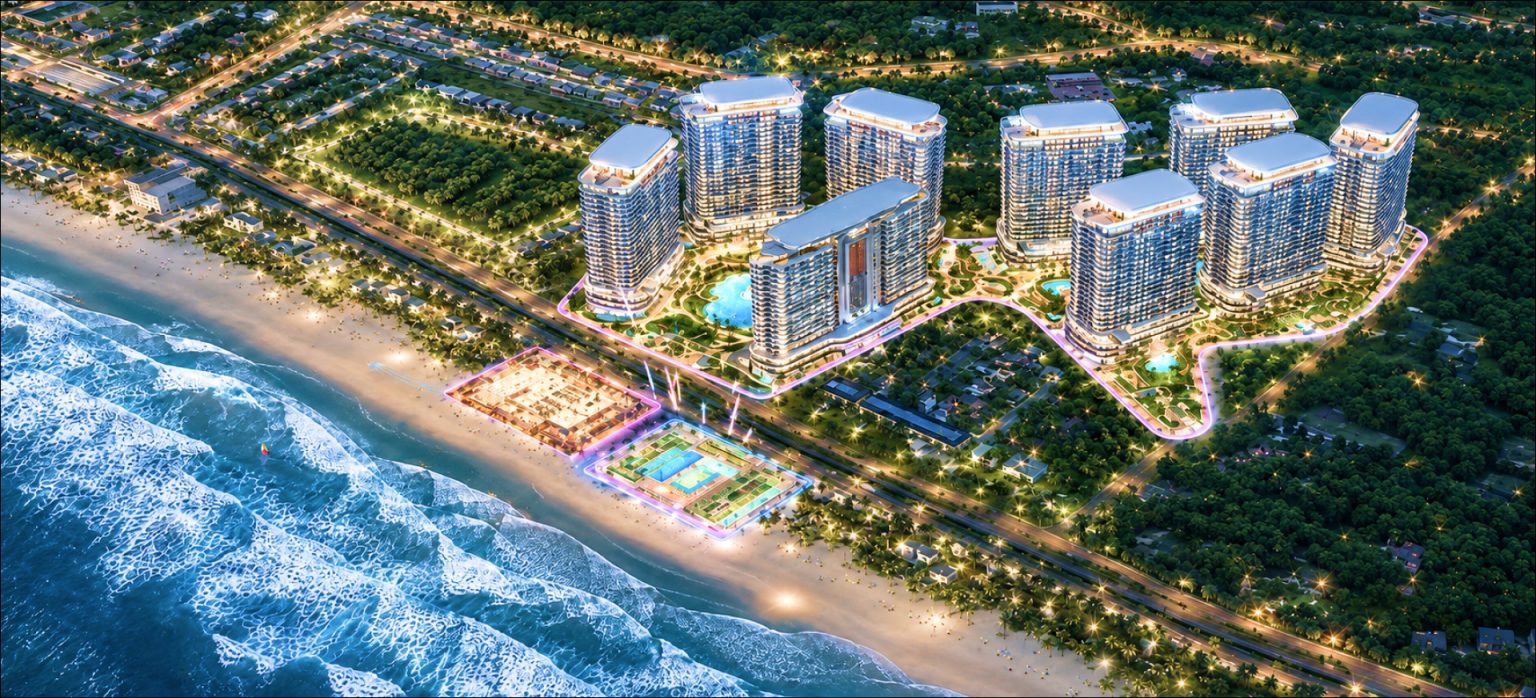 Phối cảnh toàn khu Qtopia bên biển Phước Hải